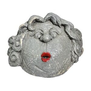 Vintage Cracker Barrel Concrete Garden Sculpture Women's Head Funny Unique Stone